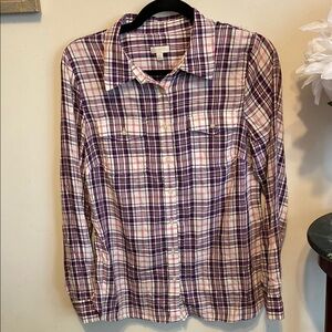 Talbots Women’s Plaid Button Down Shirt Sz Small w/Pockets. Lightweight.